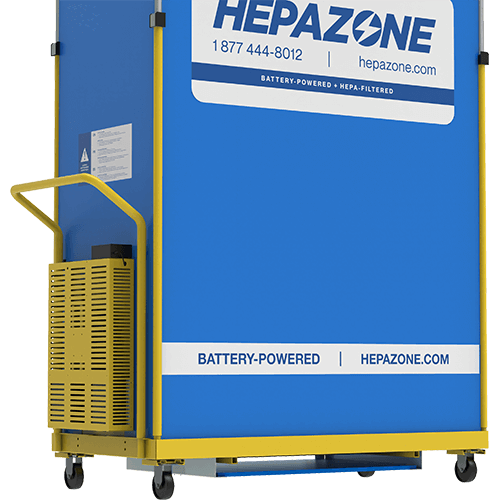 Sticky Mat Rack installed under the HepaZone Dust Containment Cart